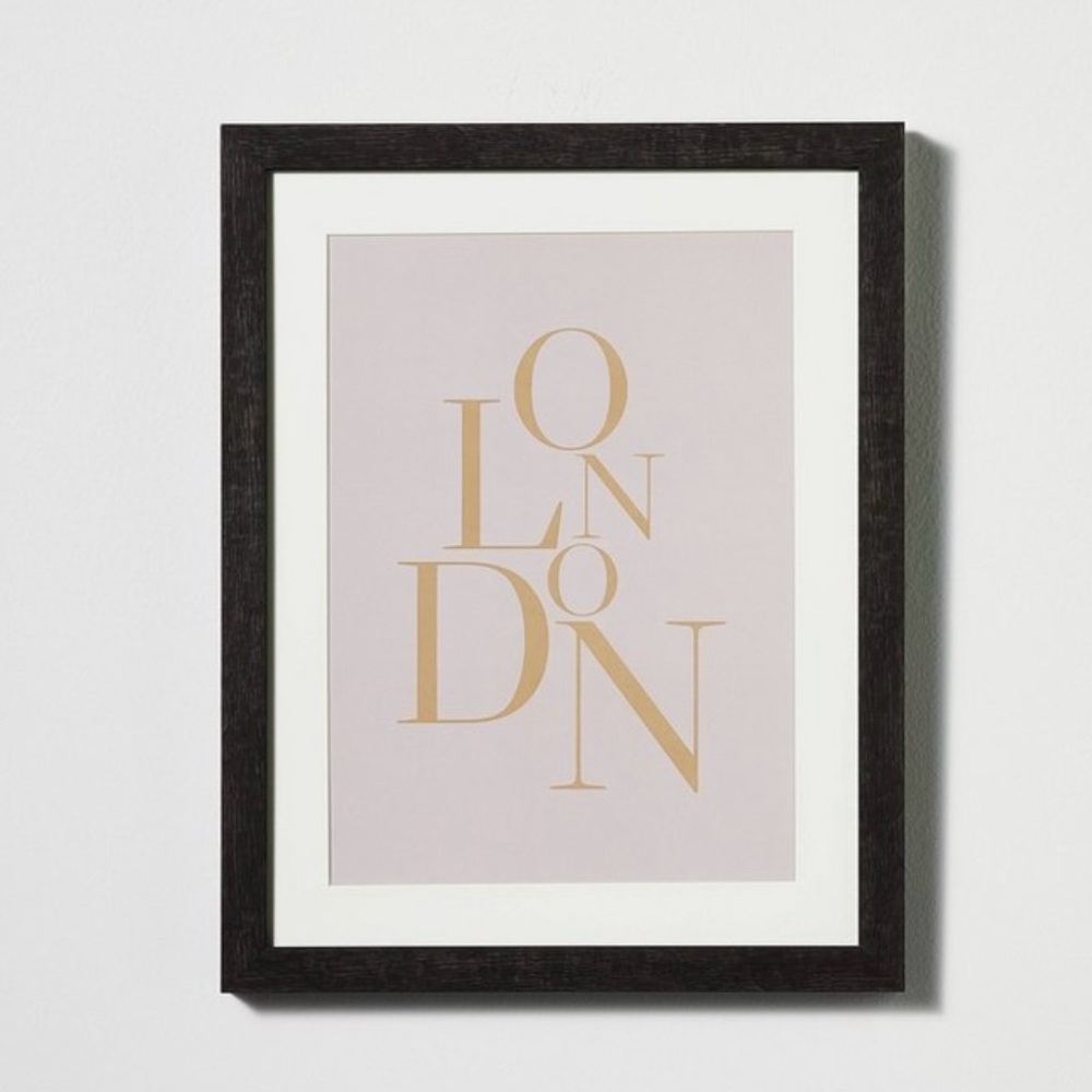 LONDON Wall Decor Framed Under Glass with Mat Dark Wood - 11 X 14”